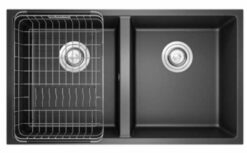 Chậu rửa Konox 76cm 2 hố đá Granite Sink Veloci 760D đen
