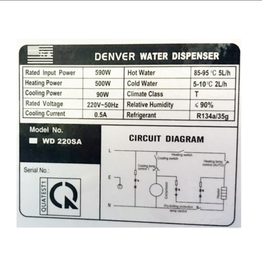 Cây nước nóng lạnh Denver WD220SA