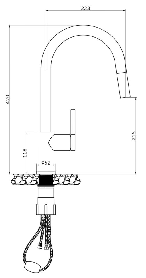 Vòi rửa Konox dây rút Alto Nickel