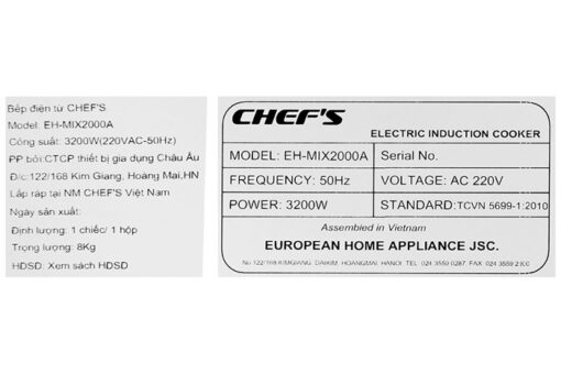 Bếp từ hồng ngoại 2 vùng nấu Chefs EH-MIX2000A