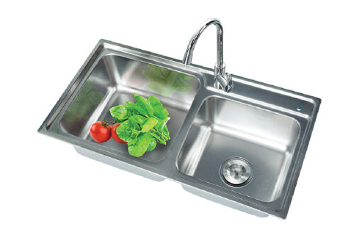 Chậu rửa bát inox 2 hố lệch Eurosun Skyland EU-8143E6