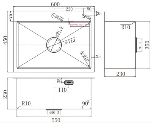 Chậu rửa bát 1 hố 60cm Handmade Faster FS 6045HM