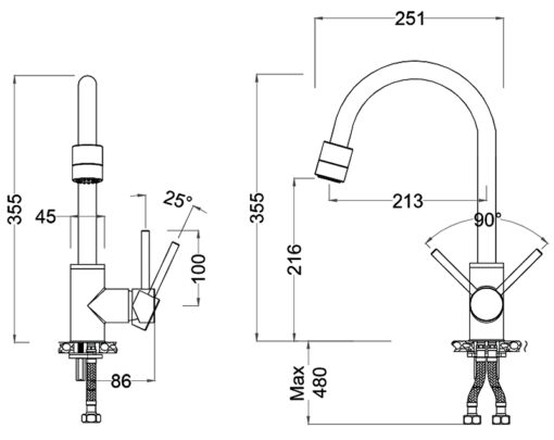 Vòi rửa bát 2 đường nước Faster FS 905