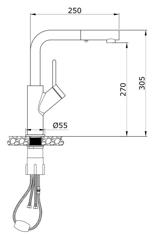 Vòi rửa nóng lạnh dây rút Gento GT-203 New