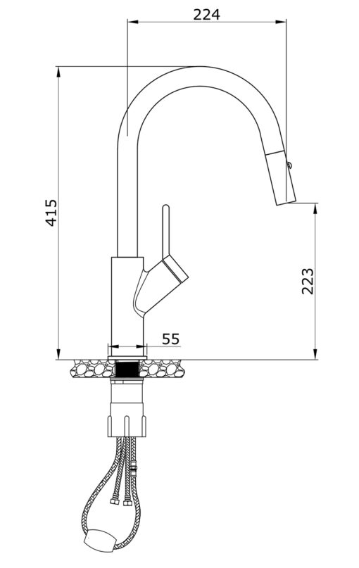 Vòi rửa nóng lạnh dây rút Gento GT-206 New
