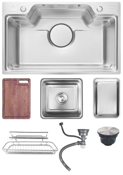 Chậu rửa 1 hố 78cm inox chống xước Gento GT04-7848 Premium