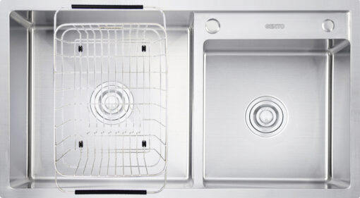 Chậu rửa 2 hố lệch 84cm Gento inox 304 GT04-8448S