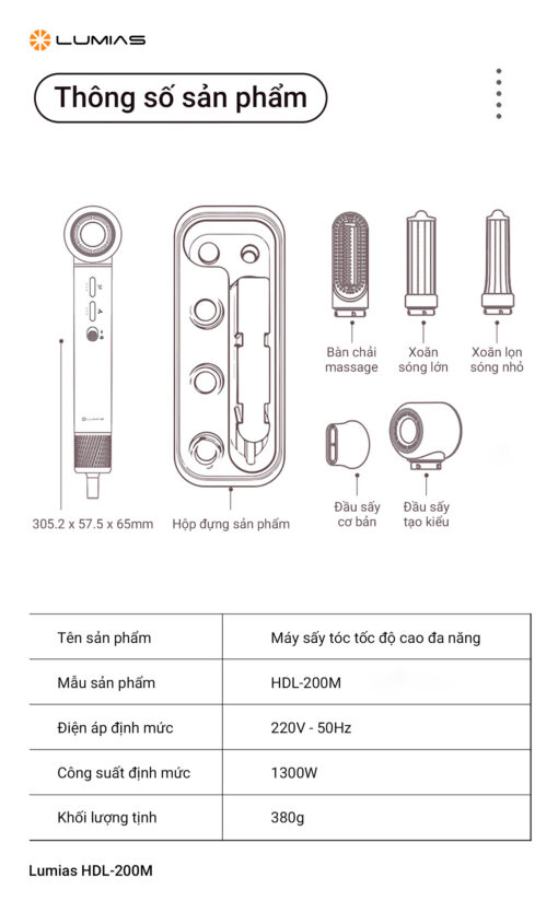 Máy sấy tóc Lumias ion âm HDL-200M Pink