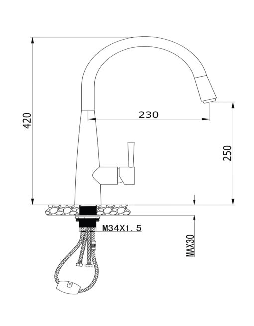 Vòi rửa Konox dây rút KN1901C nóng lạnh