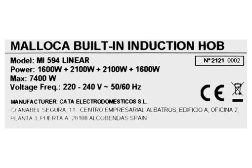 Bếp từ 4 vùng nấu lắp âm Malloca MI 594 LINEAR