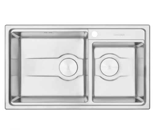 Chậu rửa inox 2 hố lệch 82cm Malloca MS 5082W