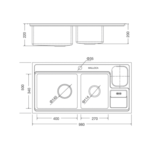 Chậu rửa chén Malloca MS 8804 N