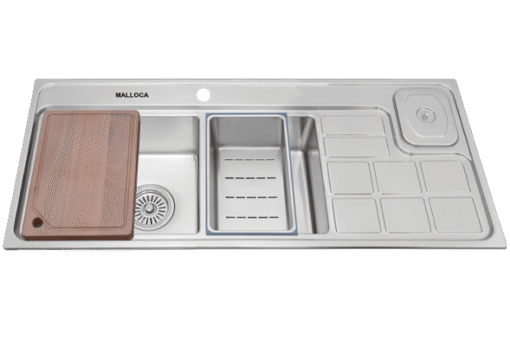 Chậu rửa Inox 2 hố Malloca 115cm MS 8817 N bàn chờ phải