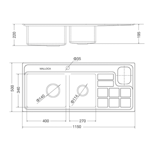 Chậu rửa chén Malloca MS 8817 N