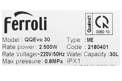 Bình nóng lạnh Ferroli 30 lít 2500W QQ ME 30