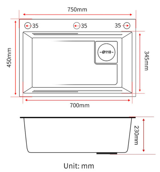 Chậu rửa 1 hố Roslerer 75cm RL04-7545 New