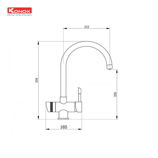 Vòi rửa Konox ba đường nước Trim-Water Chrome nóng lạnh RO