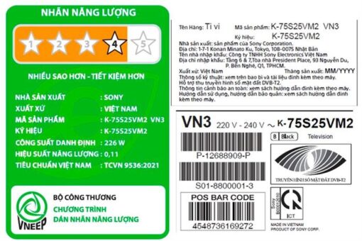 Google Tivi Sony 4K 75 inch K-75S25VM2 [ 75S25 ]