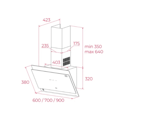 Máy hút mùi áp tường Teka DVT 98660 TOS VG 90cm