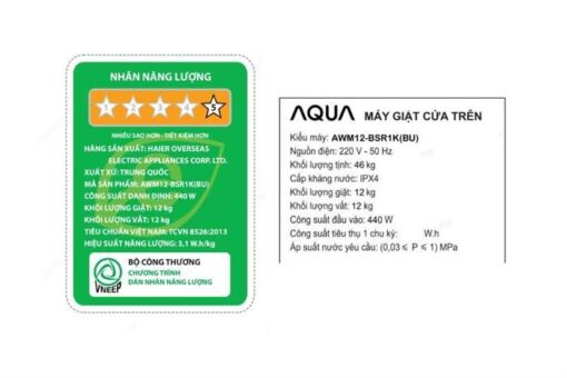 Máy giặt cửa trên Aqua Inverter 12 Kg AWM12-BSR1K(BU)