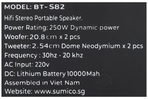 Loa karaoke xách tay Sumico 250W 2 micro kèm điều khiển BT-S82