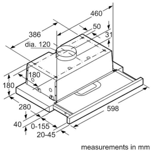 Máy hút mùi âm tủ Bosch 60cm DHI623GSG Serie 4