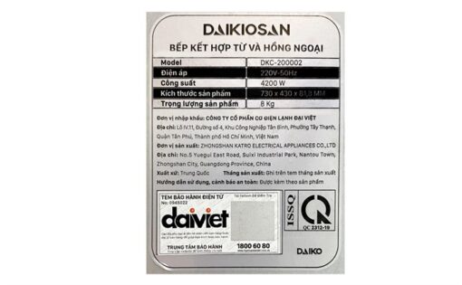 Bếp từ 2 vùng nấu Daikiosan DKT-200006 4000W