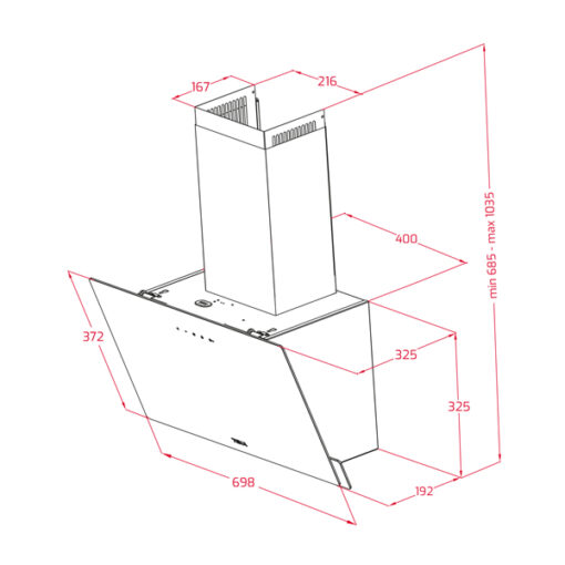 Máy hút mùi áp tường Teka DVN 77050 TTC BK 69.8cm