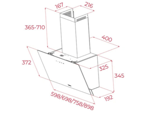 Máy hút mùi áp tường Teka DVN 97050 TTC BK 233W 89.8cm