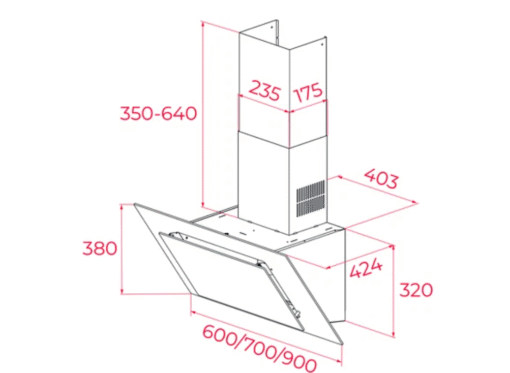 Máy hút mùi kính vát Teka DVT 98660 TBS BK 90cm