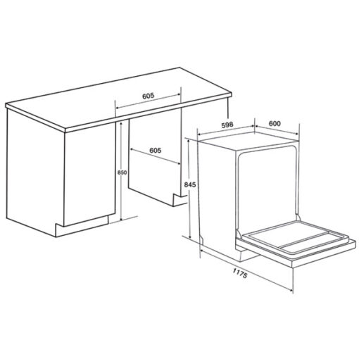 Máy rửa bát độc lập Dmestik ES 15-01 bạc 15 bộ