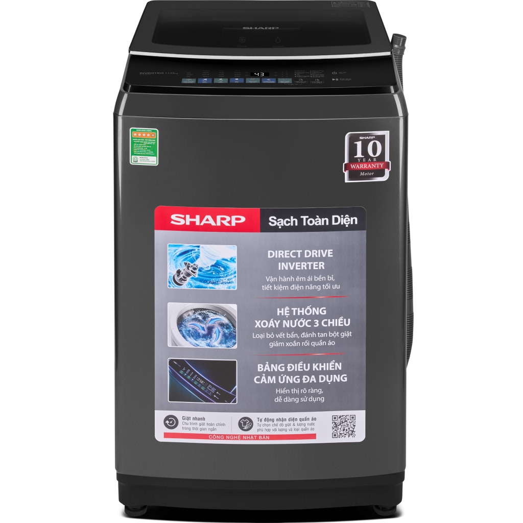 Máy giặt cửa trên Sharp 11 Kg ES-TM110CD-DS lồng đứng