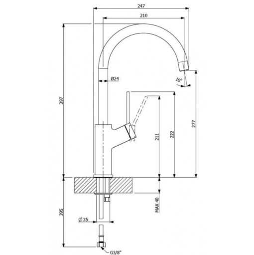 Vòi rửa bát nóng lạnh Furst FIVA F400403CR