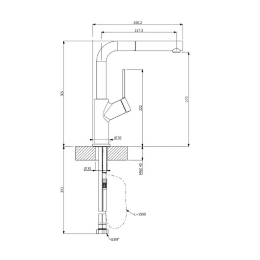 Vòi rửa nóng lạnh Frust F400420NB có dây rút