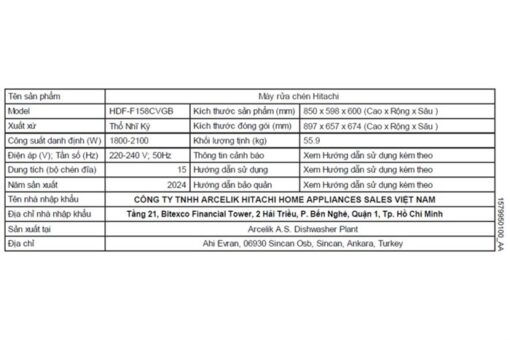 Máy rửa chén độc lập Hitachi 15 bộ HDF-F158CVGB