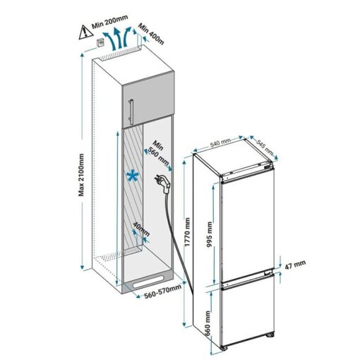 Tủ lạnh âm toàn phần Kaff KF-BI233WL Luxury 233 lít