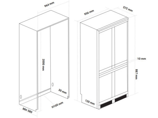 Tủ lạnh 4 cánh side by side âm toàn phần Kaff KF-BI540W Luxury 540 lít