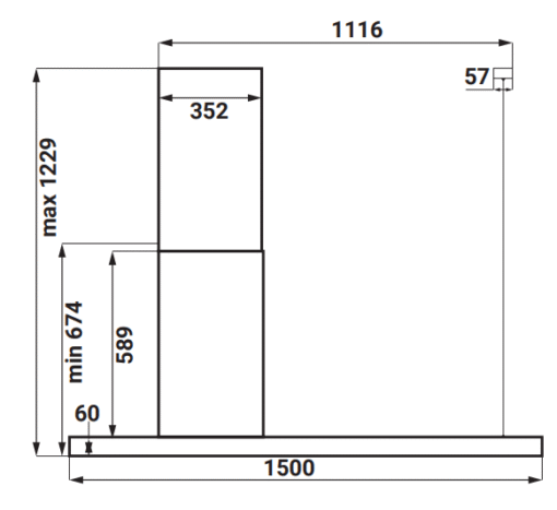 Máy hút mùi đảo độc lập Kaff KF-IS1500B LUX công suất hút 1200m³/h 150cm