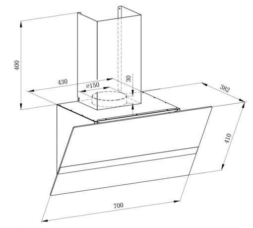 Máy hút mùi áp tường Kaff KF-LUX-AT70FH-BK