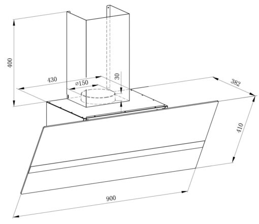 Máy hút mùi áp tường Kaff KF-LUX-AT90FH-BK 90cm