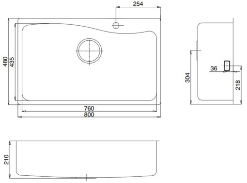 Chậu rửa inox Kluger 80cm KF8131FS - S80