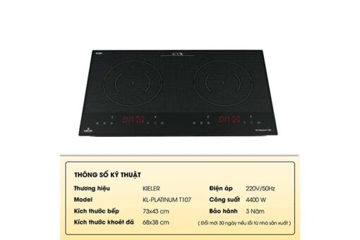 Bếp từ 2 vùng nấu Inverter Kieler KL Platium T107
