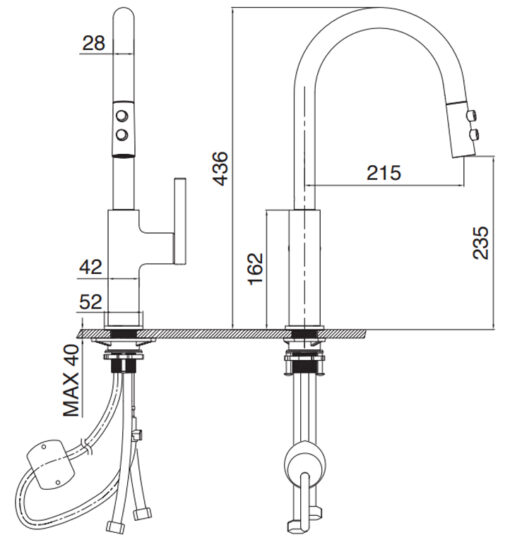 Vòi rửa Kluger dây rút nóng lạnh Chrome KLF0005C