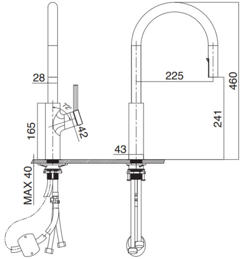 Vòi rửa Kluger dây rút nóng lạnh Chrome KLF0006C