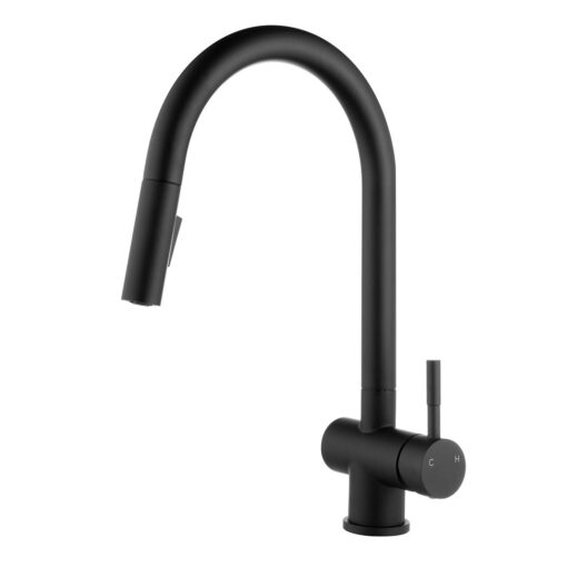Vòi rửa Kluger dây rút nóng lạnh đen nhám KLF0008B