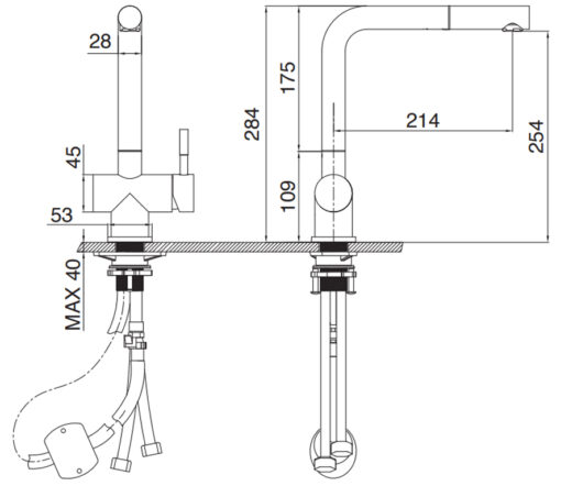 Vòi rửa Kluger dây rút nóng lạnh Chrome KLF0013C