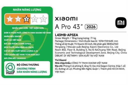 Tivi QLED Xiaomi A Pro 4K 43 inch L43MB-APSEA