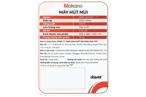 Máy hút mùi kính cong Makano MKH-000001 70 cm