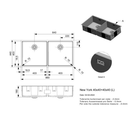 Chậu inox Reginox New York 86cm R28254