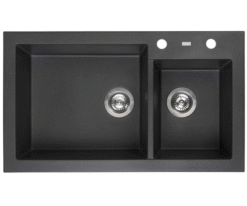 Chậu rửa 2 hố lệch Reginox 86cm đá Amsterdam 25 R31087 đen
